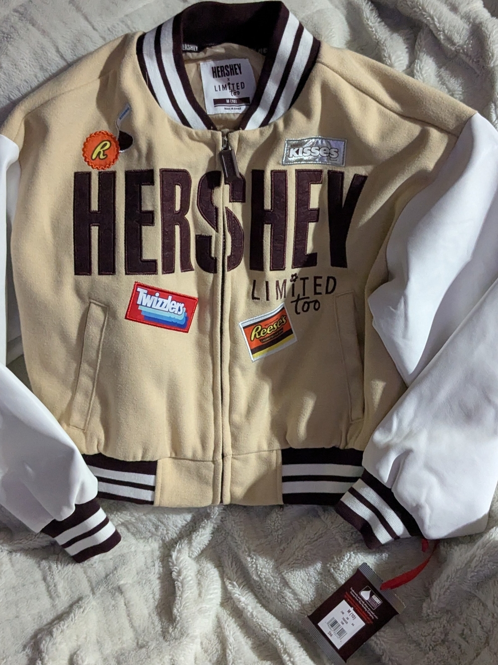 Limited Kids' Beige & White Varsity Jacket